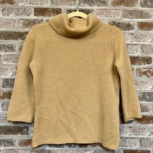 GAP 100% Cashmere Turtleneck Sweater Camel Beige Luxury‎ Knit Medium